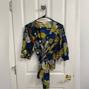 Violet + Claire Multicolor Floral Wrap Shirt